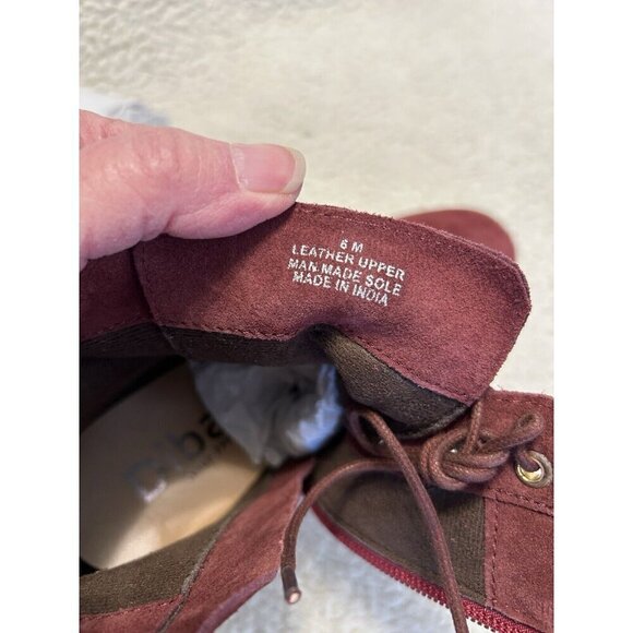 Diba Blake Suede Leather Bootie Burgundy Ankle Boot Lace Up Wedges Size 6 - Picture 6 of 7